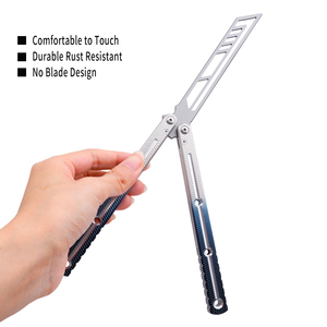 Coltello Balisong Pieghevole Portatile EDC per Principianti con Gradiente Bianco Blu Scuro - Product Image 5