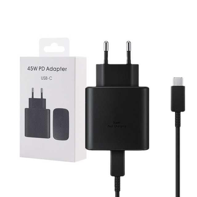 PD 45W USB C Ultra Fast Wall Charger Travel Power Adapter Type-C Fast Charging Data Cable for Samsung Galaxy S23 S24 S25 Ultra