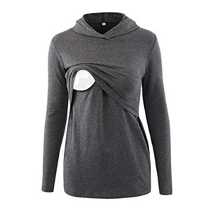 CUSTOM DESIGN WOMENS NURSING <b>HOODIE</b> PREGNANCY <b>MATERNITY</b> CLOTHING BREASTFEEDING LONG SLEEVE 100% COTTON FLEECE ECO-FRIENDLY - Product Image 3