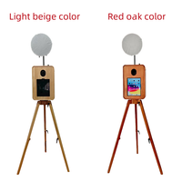 Photomaton vintage en bois avec haut-parleur intégré, coque pour appareil photo reflex numérique portable et support trépied en bois pour iPad pour mariage, fête ou événement