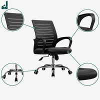 Chaise de bureau JQYX durable en maille avec accoudoirs fixes, dossier, cadre métallique, soutien lombaire, pivotante, pour personnel, espace de travail ouvert et formation