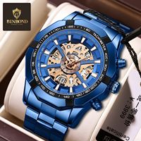 Jam Tangan Quartz Binbond Hollow Tahan Air Jam Tangan Anti Ledakan Lintas Batas Biru Pria
