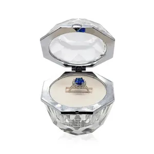 Luxury clear jewel ring gift jewellery packaging diamond shaped acrylic case crystal jewelry box