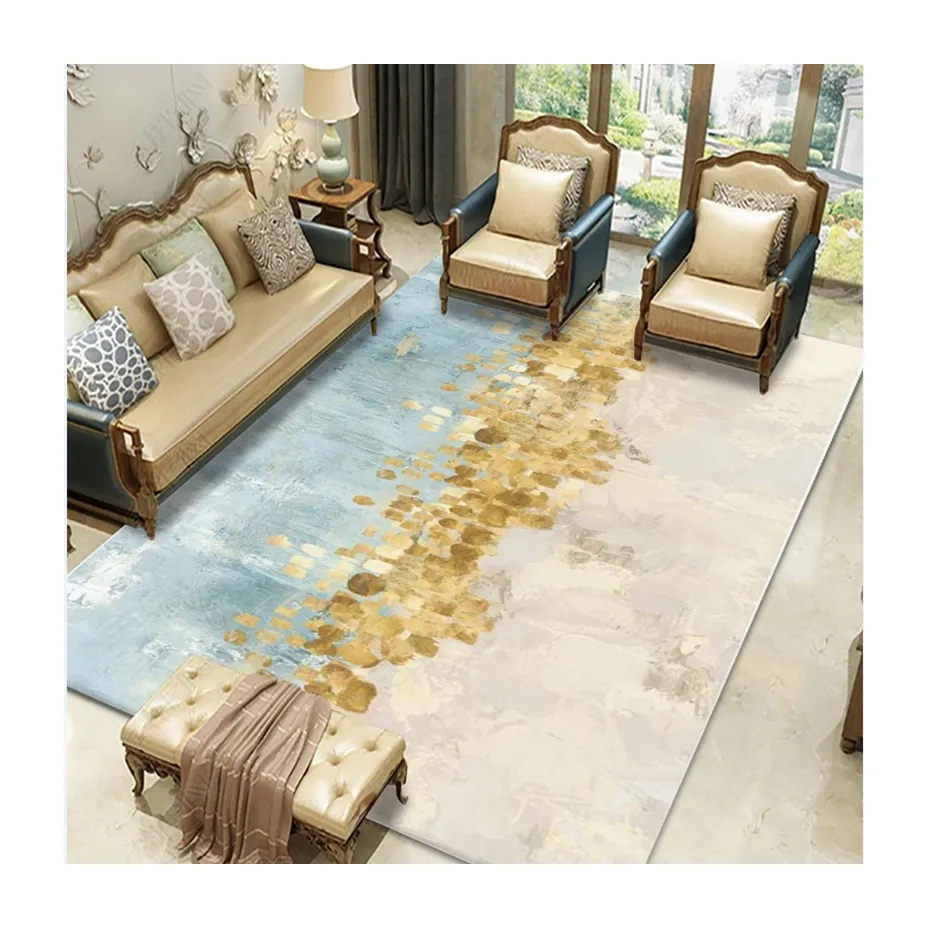 למכירה שטיח רצפת אופנה מרובע תלת מימד יוקרתי באיכות גבוהה שטיחים ושטיחים כחולים
