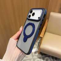 Étui de luxe magnétique pour téléphone avec support métallique, coque en acrylique + TPU, protection latérale antidérapante, accessoires pour iPhone 17 16 15 Pro Max