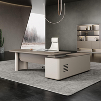 Ensemble de bureau de direction minimaliste de style italien KMJ, grand bureau d'ordinateur pour directeur avec plateau en bois