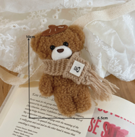 Porte-clés ours en peluche avec écharpe, pendentif de sac mignon et féminin