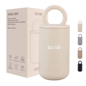 Bouteille d'eau isolée en acier inoxydable circulaire simple et créative, parfaite pour les voyages en plein air, transport pratique, tasse à café sous vide - Product Image 6