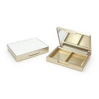 Boîte à fards à paupières et poudres cosmétiques transparente Yanxing avec miroir double grille carré en plastique ABS