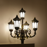 Highlux 3.26M Style européen 5 têtes Led jardin lumière décoration coulée aluminium pôle lumière avec E27 LED ampoule