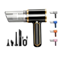 Aspirateur de voiture multifonctionnel sans fil, rechargeable par USB, aspiration automatique, soufflage, gonflage intégré, nettoyeur de voiture portable ABS, 5 buses, 0,3 L