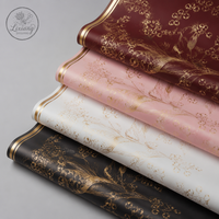 20 feuilles/paquet de papier d'emballage pour fleurs, imperméable, matériaux d'emballage pour bouquets, feuilles d'emballage florales de luxe avec bordure dorée pour fleuristes