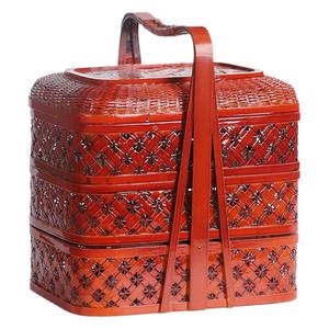 Bamboo <b>basket</b>, household storage, nostalgic food box, picnic mooncake <b>basket</b>, antique <b>basket</b>, wedding storage box, gift <b>basket</b>, - Product Image 5