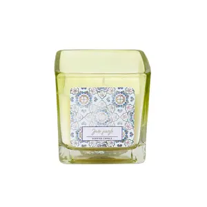Bulk Order OEM Custom Home Decoration Soy Wax Candles Square Glass Jar Candle Scented Luxury