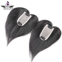 Prothèses capillaires 5x10cm en cheveux humains véritables pour femmes, à clips fins, en dentelle suisse, pour couvrir les zones clairsemées ou les cheveux blancs, 10 pouces