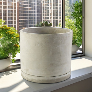 Fatto a mano moderno cilindro pentola di cemento con vassoio e foro di drenaggio per piante grasse all'ingrosso funzione di irrigazione decorativa - Product Image 6
