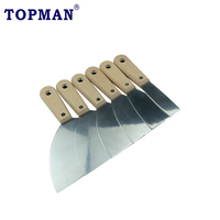 Topman Grattoir en acier inoxydable de 4 pouces avec manche en bois de hêtre Grattoir mural Couteau à mastic
