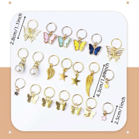 Bijoux 20 pièces Ensemble de pendentifs en tresses dorées Papillon étoile ailes feuilles Charmes Bijoux pour cheveux pour dreadlocks Accessoires
