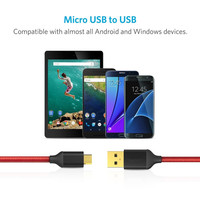 Câble USB-A vers Micro USB en nylon tressé, tension d'entrée 5V, conception flexible anti-emmêlement pour accessoires de smartphones anciennes versions