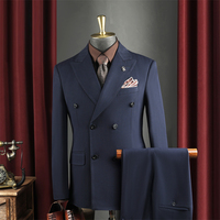Blazer de costume homme slim croisé élégant décontracté pour l'automne, en tissu polyester/coton anti-plis de haute qualité