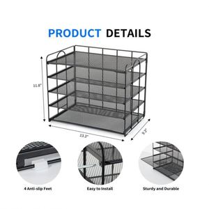 5 Tier Mesh Paper Letter <b>Tray</b> Organizer Desktop Mail Sorter Office Supplies Organizer Desk Organizers and Accessories - Product Image 4