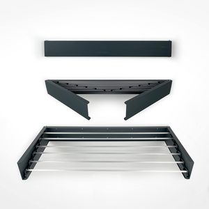 Organisateur de vêtements compact en acier inoxydable séchoir extensible mural conception pliable comprend des supports de séchage pour salle de bain - Product Image 1