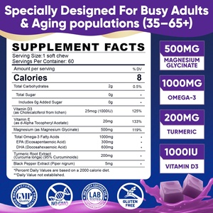 Gommes de glycinate de magnésium 500mg Oméga <span class=keywords><strong>3</strong></span> Curcuma Vitamine D3 E – Compléments à croquer pour adultes : Apaisement musculaire, soutien cognitif - Product Image 6