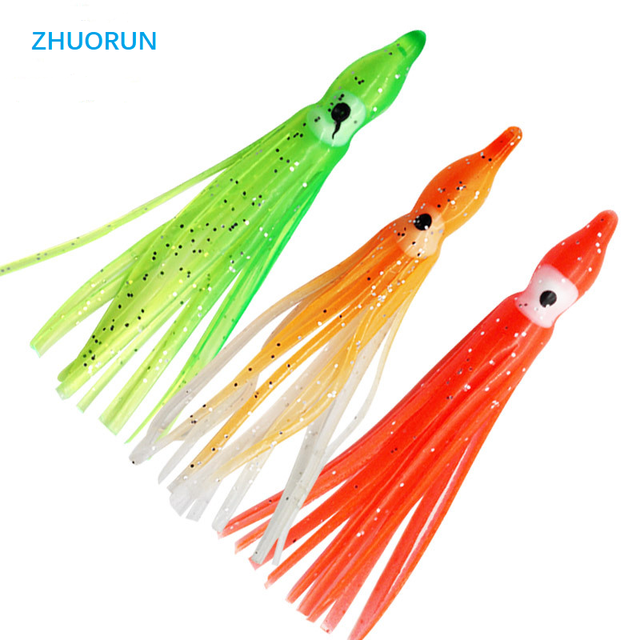 ZHUORUN 5cm-12cm Soft Plastic Fishing Lures Saltwater Squid Skirt Trolling Hoochies Octopus PVC Material for Lake River Trolling