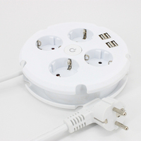 Regleta de alimentación de escritorio 16A universal de viaje con múltiples tomas, 4 USB y 2 puertos de carga, enchufe de extensión con cable
