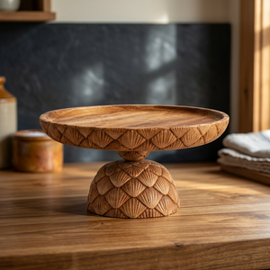 Indian Handmade <b>Wooden</b> Cake Stand Round Dessert Display Pedestal Natural Finish for Wedding Party Baking - Product Image 2