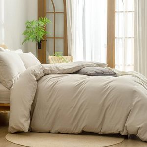 Juego de Ropa de Cama Nórdica de 4 Piezas, 100% Algodón Lavado, Suave y Cómodo, Estilo Sábana, Teñido Reactivo, Sarga - Product Image 4