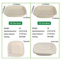 Boîte à lunch jetable biodégradable de 24 oz, barquette alimentaire en pulpe, conteneur alimentaire en bagasse de canne à sucre avec couvercle en PP PET, compatible micro-ondes