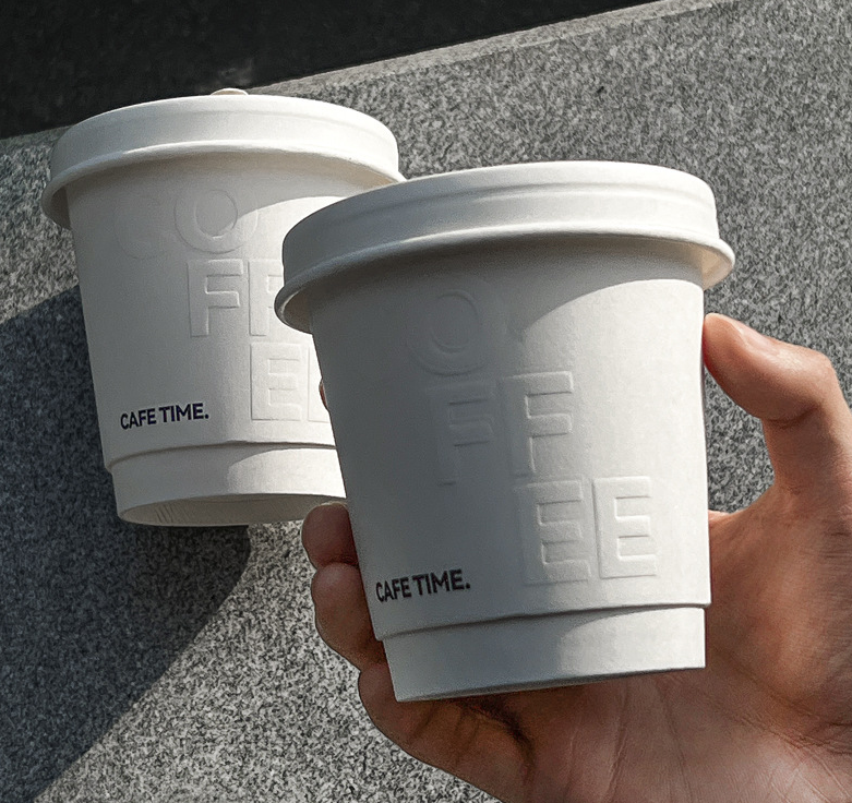 Custom Double Wall Food Grade Eco-Friendly Disposable Paper Cups 4oz-20oz with Lids for Tea Coffee Takeaway
