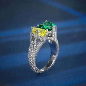 Anillo de compromiso de piedra de corazón doble de Plata de Ley 925, chapado en oro blanco, nuevo anillo clásico en forma de corazón para regalo de fiesta de boda - Product Image 3