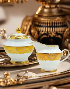 Tasses à thé et théières en céramique en gros pour restaurants – Style nordique, bord doré, luxe vintage - Product Image 5