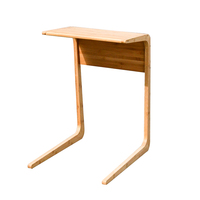 Canapé côté bureau d'ordinateur portable pour salon Table basse en bois de bambou Table à thé avec dessus élévateur avec ensemble Table d'appoint en forme de C