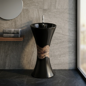 Ensemble de lavabo sur pied au design européen moderne et luxueux, sanitaires en céramique Vistaar, mitigeurs d'eau - Product Image 6