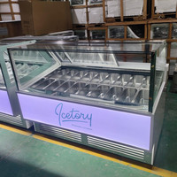 Vitrine Réfrigérée Commerciale pour Crèmes Glacées, 18 Étagères, Refroidissement par Air, Dégivrage Automatique, pour Supermarché