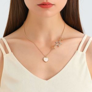 Bijoux transfrontaliers européens et américains Collier avec pendentif en nacre imitation cœur simple couche élégant - Product Image 2