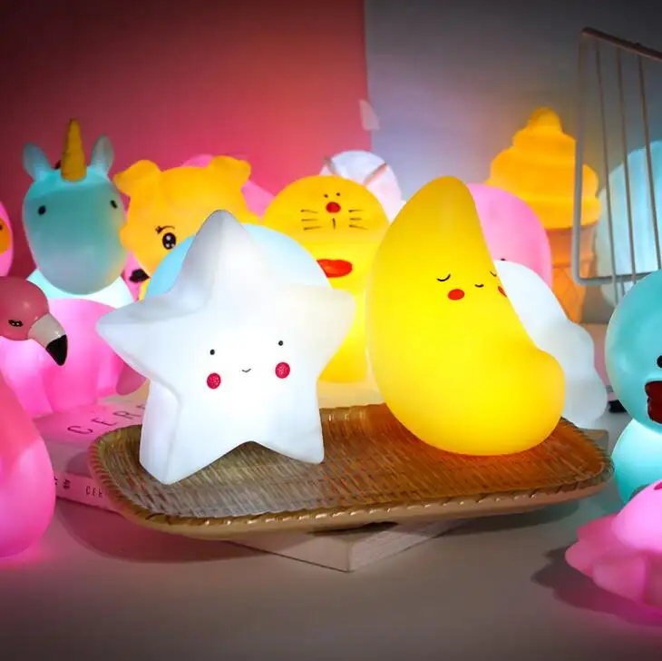 Zachte Siliconen Multicolor Kinderen Pvc Mini Leuke Toy Lamp Dieren Kids Baby Led Nachtlampje