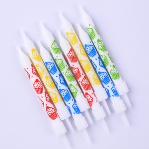 شمعة كيك كب كيك صغيرة مطبوعة بألوان الماكرون لتزيين حلويات كعكة عيد الميلاد - Product Image 2