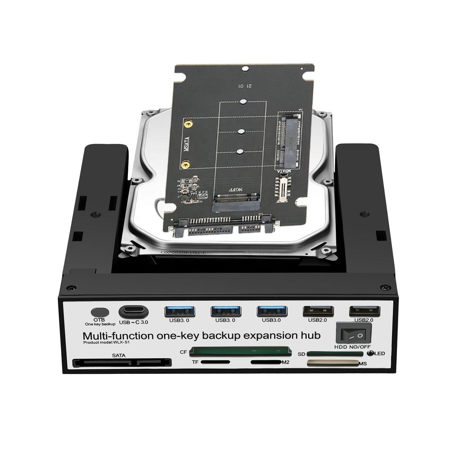 Multifunctional 5.25 to 2.5 Hdd Bay All in 1 Card Reader Type C Usb3.1 Hdd Mobile Rack