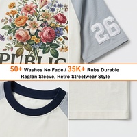 Fabricante OEM/ODM, Camiseta Personalizada de Lujo para Hombre, Estilo Urbano, 230GSM, con Parches Bordados, Gráficos Impresos en DTG, Corte Holgado