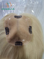 100% européenne Remy Cheveux Humains 150% Densité Monofilament Base de Soie Avec Des Clips Cheveux Topper Blonde Tuoppee Morceau de Cheveux