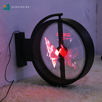 Boîte lumineuse à ventilateur en aluminium holographique 3D, signalisation vidéo double face pour l'éducation en plein air, magasin, salle d'exposition, personnalisation OEM