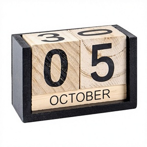 ASW MDF <b>Block</b> Perpetual <b>Calendar</b> Eco-Friendly Painted Reusable Month Date Display Home Decoration Tabletop 3.7" Black - Product Image 2