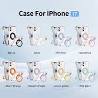 Coque de luxe magnétique antichoc transparente hybride avec support anneau rotatif à 360° pour iPhone 17 18 Pro Max – Vente en gros