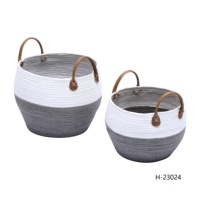 Panier de rangement en papier YC, tressé à la main, décoration moderne pour la maison, grand format, écologique, avec poignée, multifonction, XXL, ovale, haut