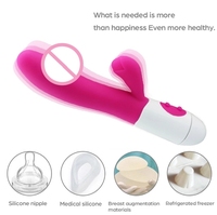 JoyPark Vibrateur en silicone 100 % étanche, rechargeable par USB, avec bandage prothétique en forme de lapin, stimulateur clitoridien 30 modes