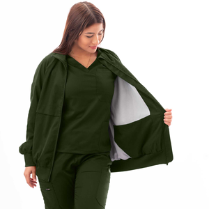 NiaaHinn vente en gros clinique Stretch infirmière gommage moins cher prix couleur unie trois pièces Salon de beauté uniforme unisexe veste gommage - Product Image 4